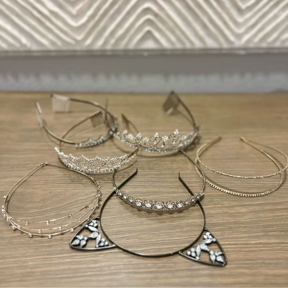 7 Princess Bundle crystal Tiara Headbands Dress Up Costume Dressy Formal Bling